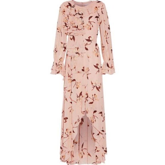 Mikael Aghal Floral Ruffle Maxi Dress